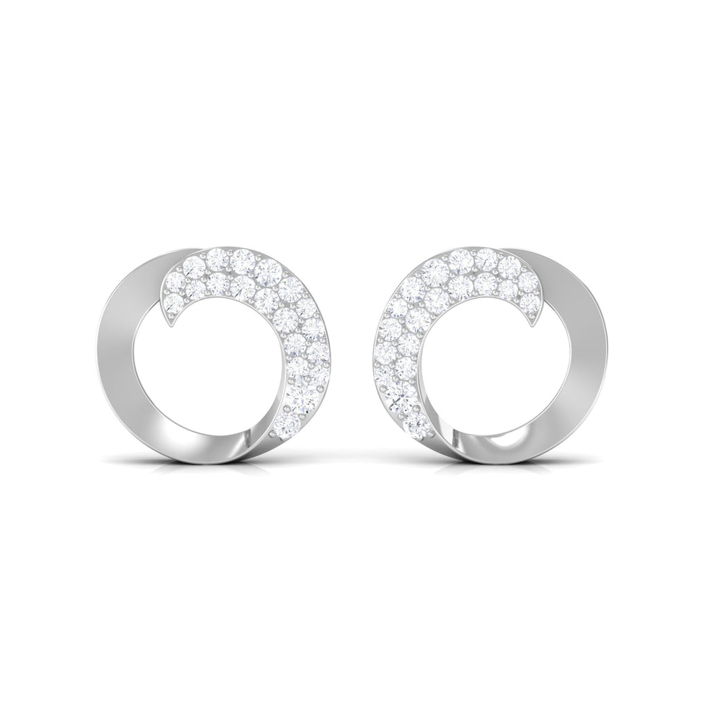 Certified Natural Diamond Circle Earrings with Screw Back