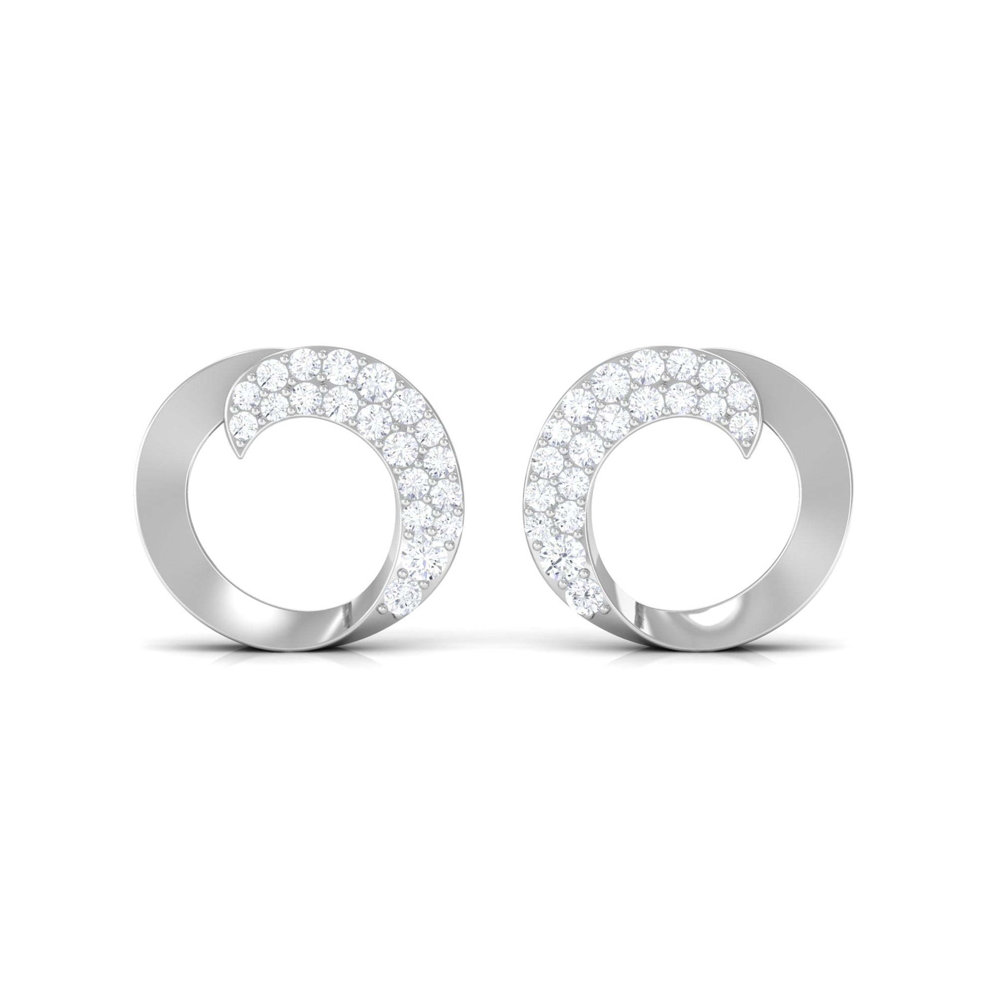 Certified Natural Diamond Circle Earrings with Screw Back