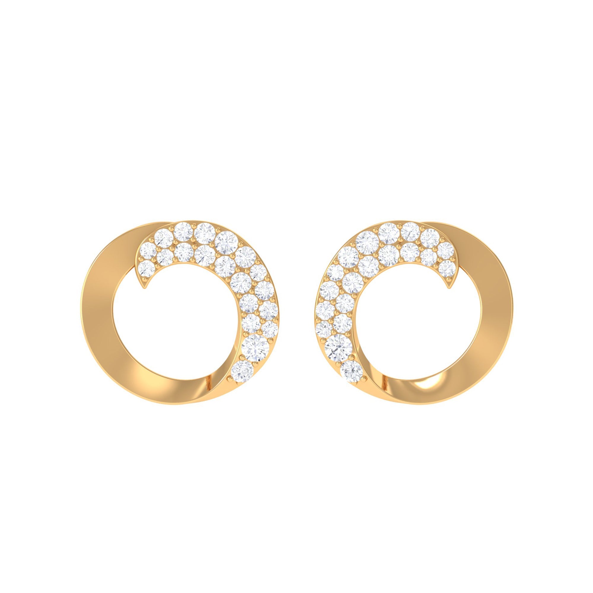 Certified Natural Diamond Circle Earrings with Screw Back