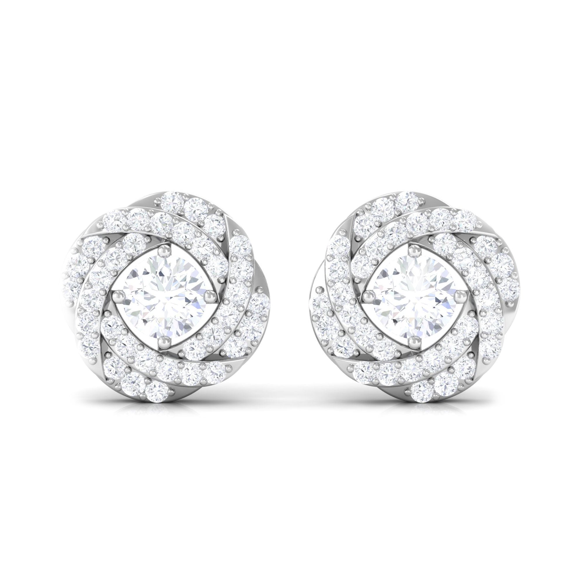 Classic Diamond Cluster Earrings with Screw Back