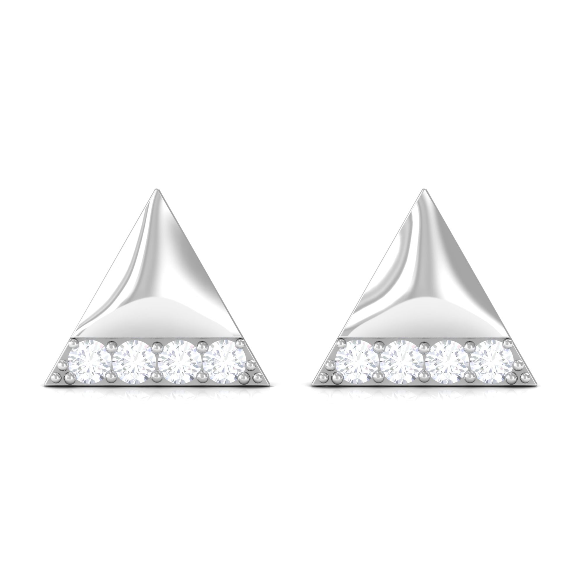Round Cut Real Diamond Triangle Stud Earrings