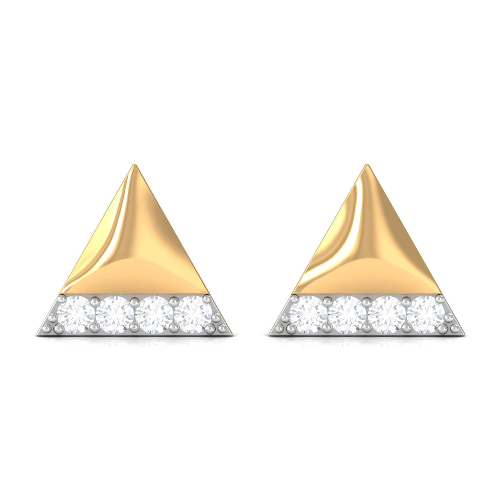 Round Cut Real Diamond Triangle Stud Earrings