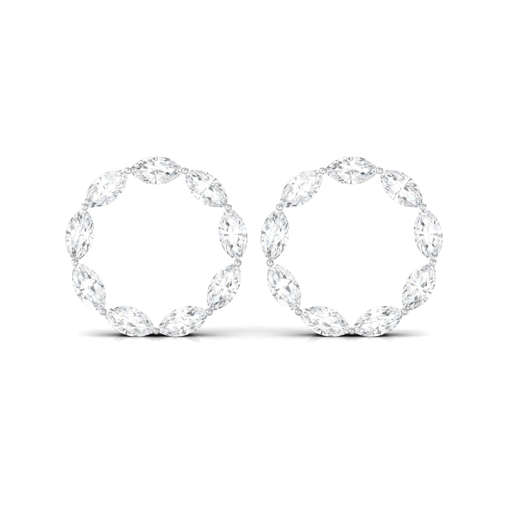 Natural Marquise Diamond Circle Earrings Studs with Screw Back