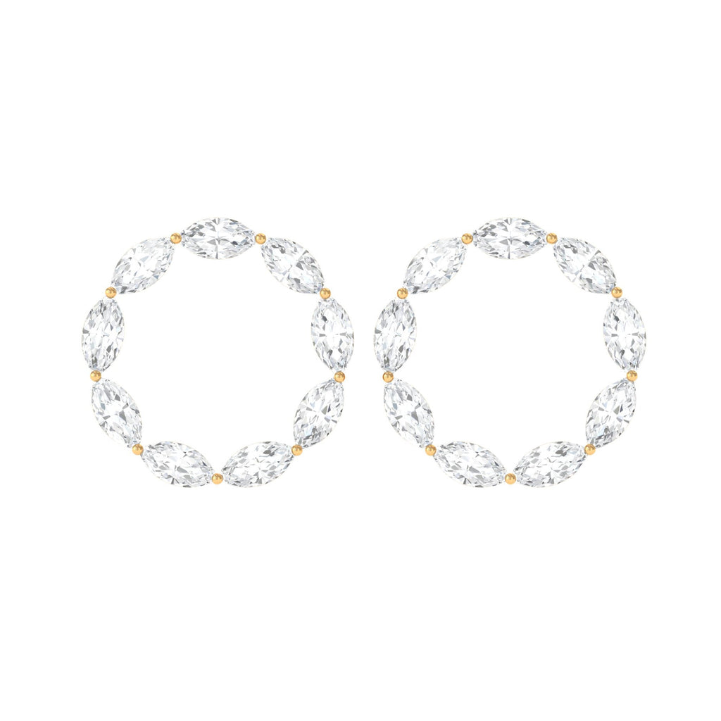 Natural Marquise Diamond Circle Earrings Studs with Screw Back