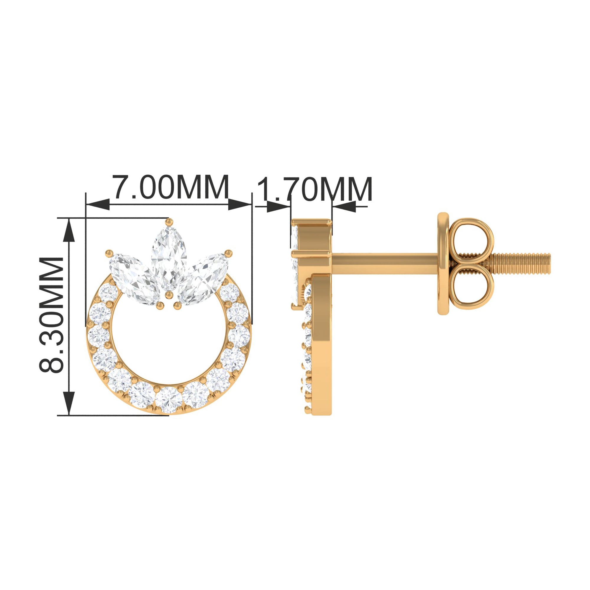 Natural Diamond Circle Stud Earrings with Certificate