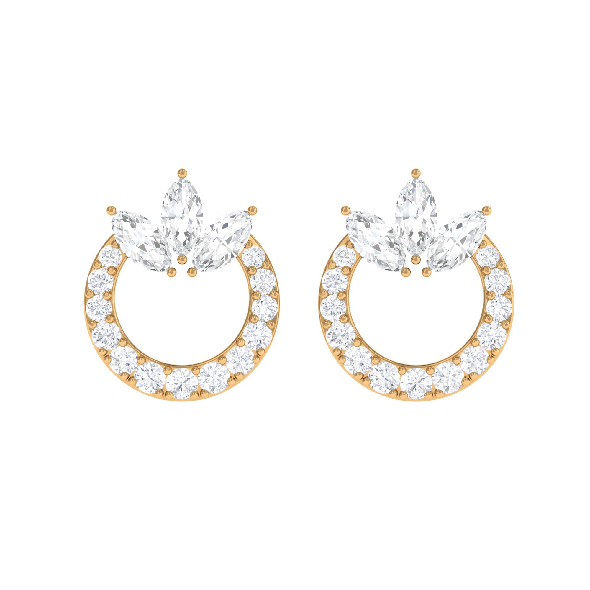 Natural Diamond Circle Stud Earrings with Certificate