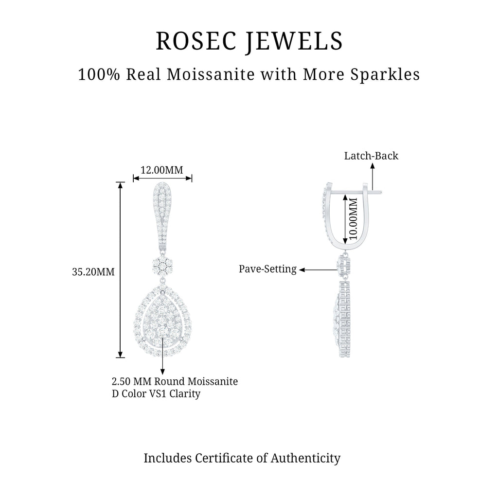Certified Moissanite Bridal Drop Earrings For Wedding
