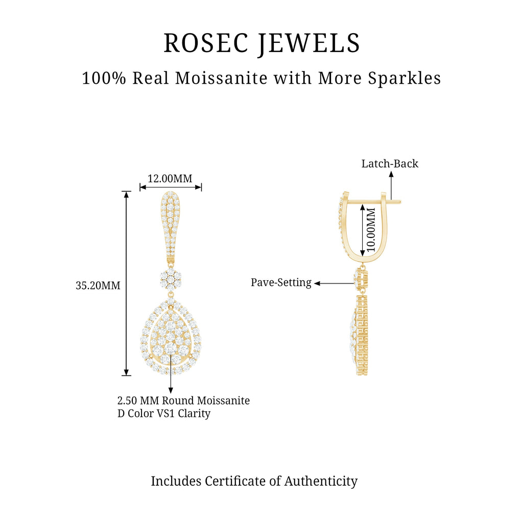 Certified Moissanite Bridal Drop Earrings For Wedding