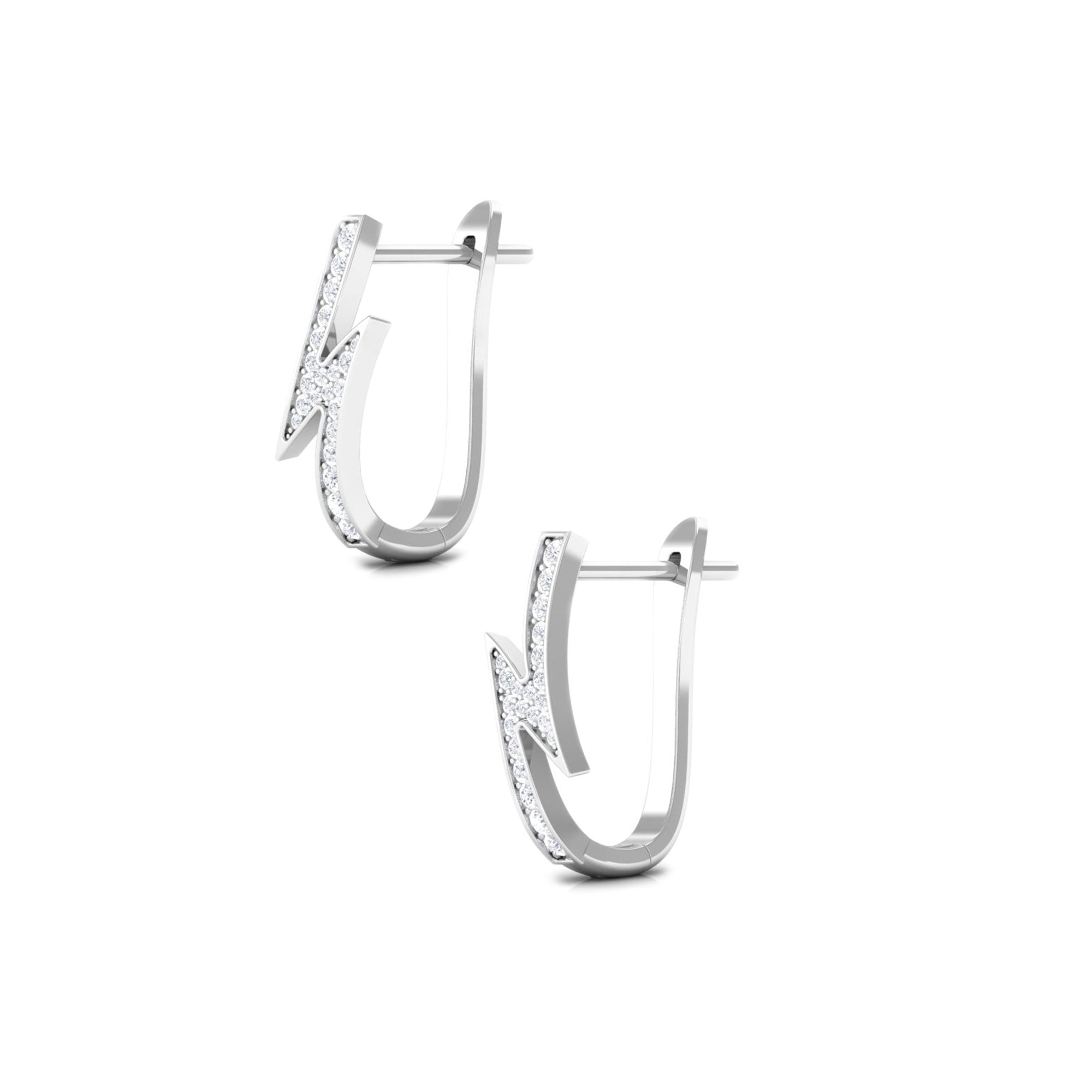 Natural Diamond Lightning Bolt Earrings with Latch Back