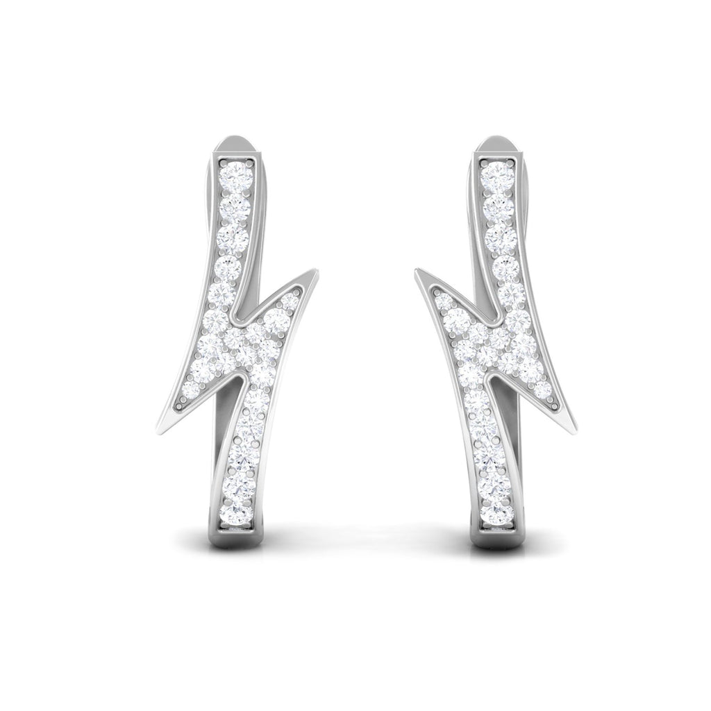 Natural Diamond Lightning Bolt Earrings with Latch Back