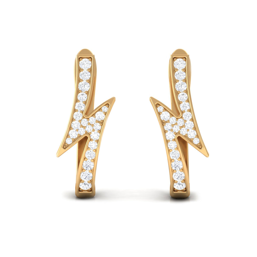 Natural Diamond Lightning Bolt Earrings with Latch Back