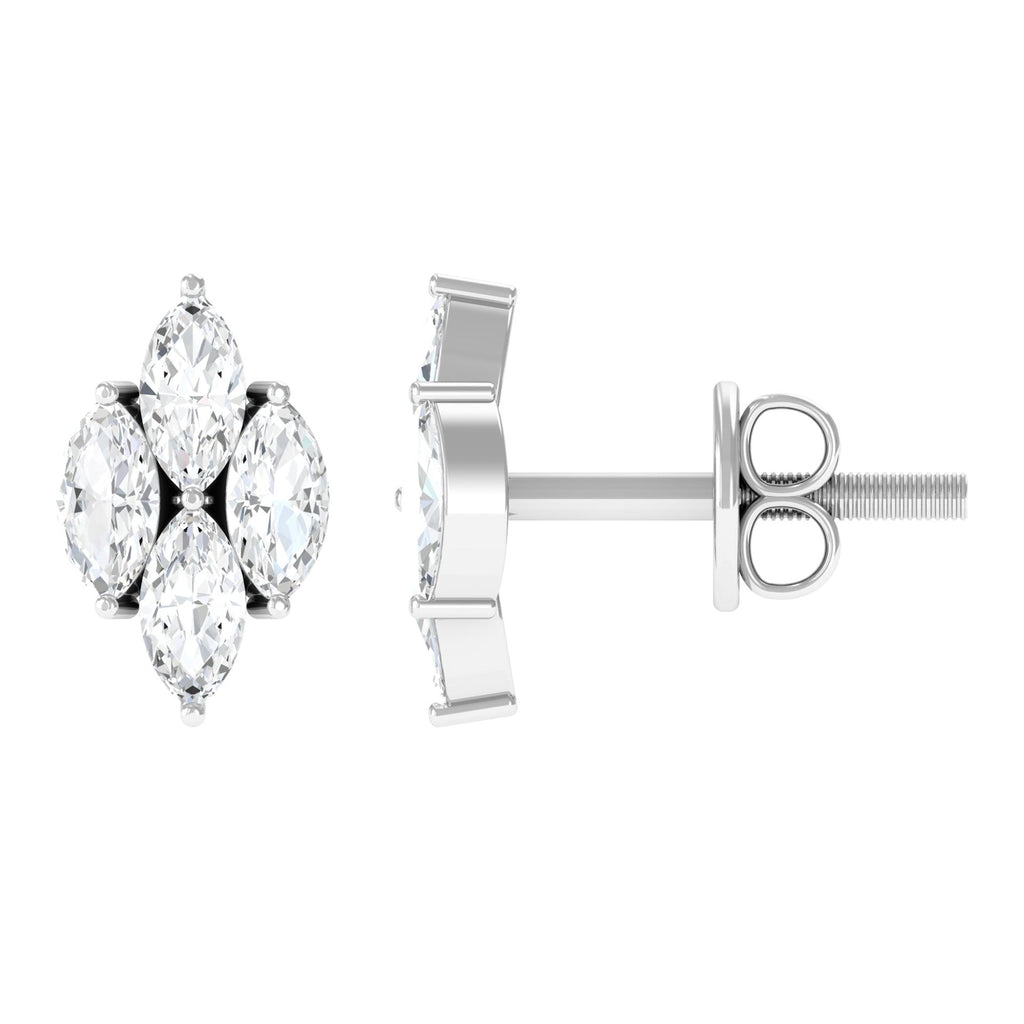 Marquise Cut Real Diamond Cluster Stud Earrings