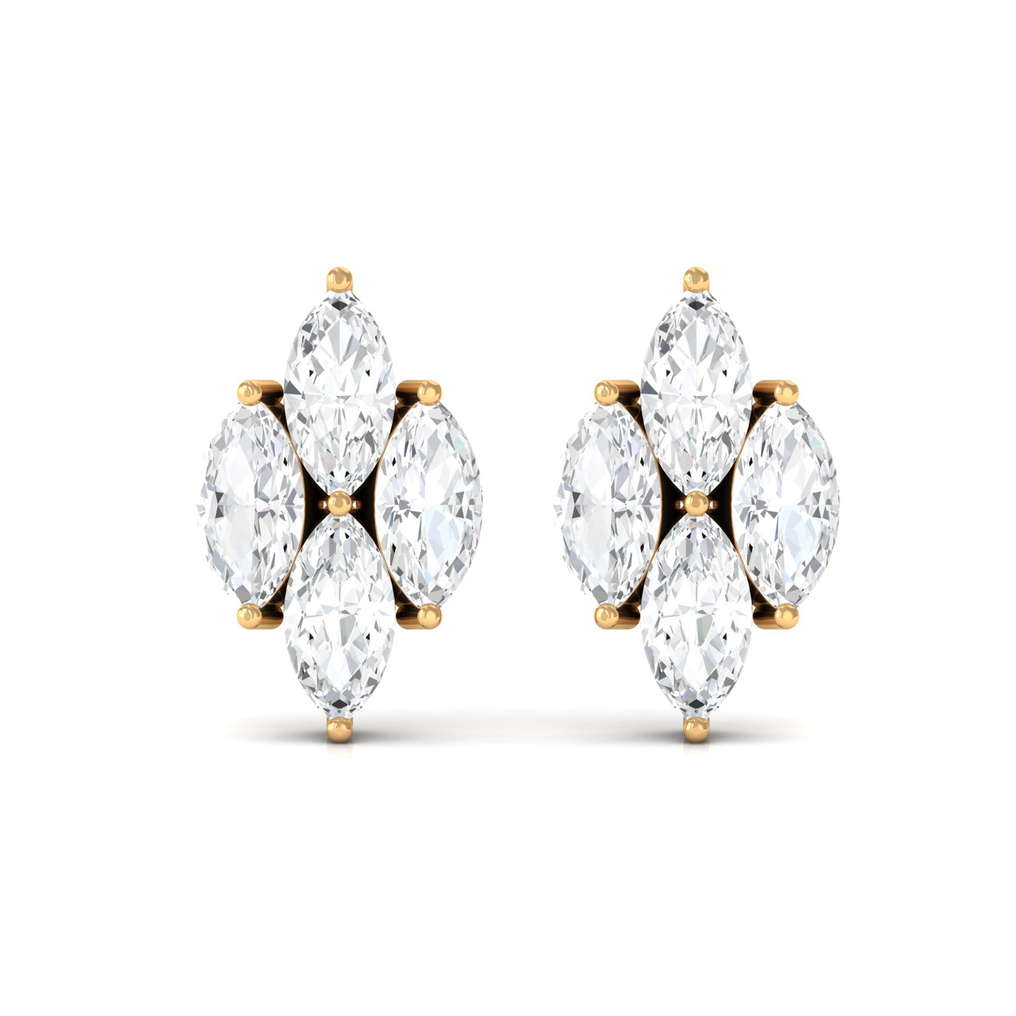 Marquise Cut Real Diamond Cluster Stud Earrings