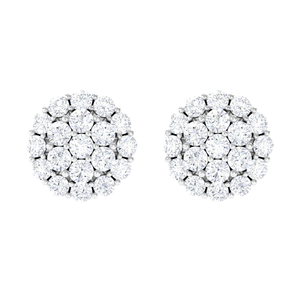 Certified Real Diamond Cluster Stud Earrings