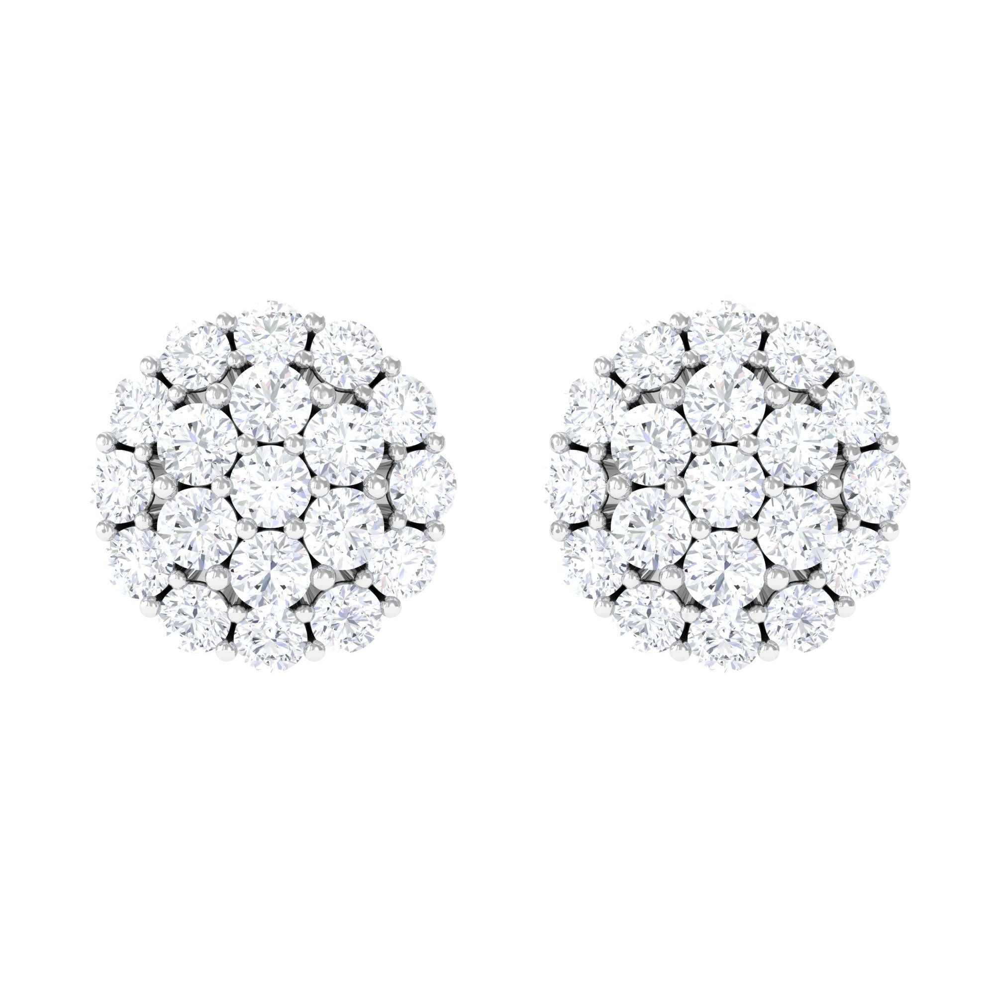 Certified Real Diamond Cluster Stud Earrings
