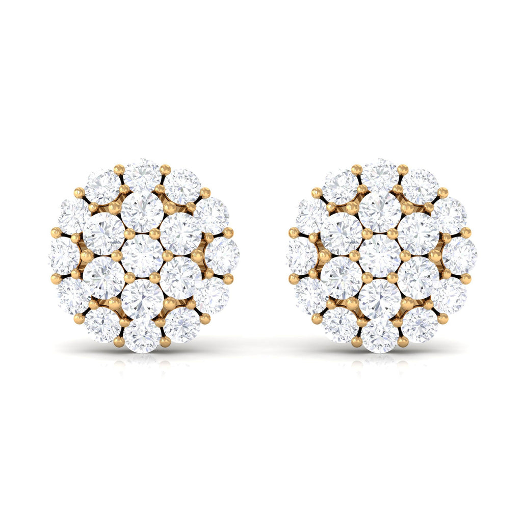 Certified Real Diamond Cluster Stud Earrings