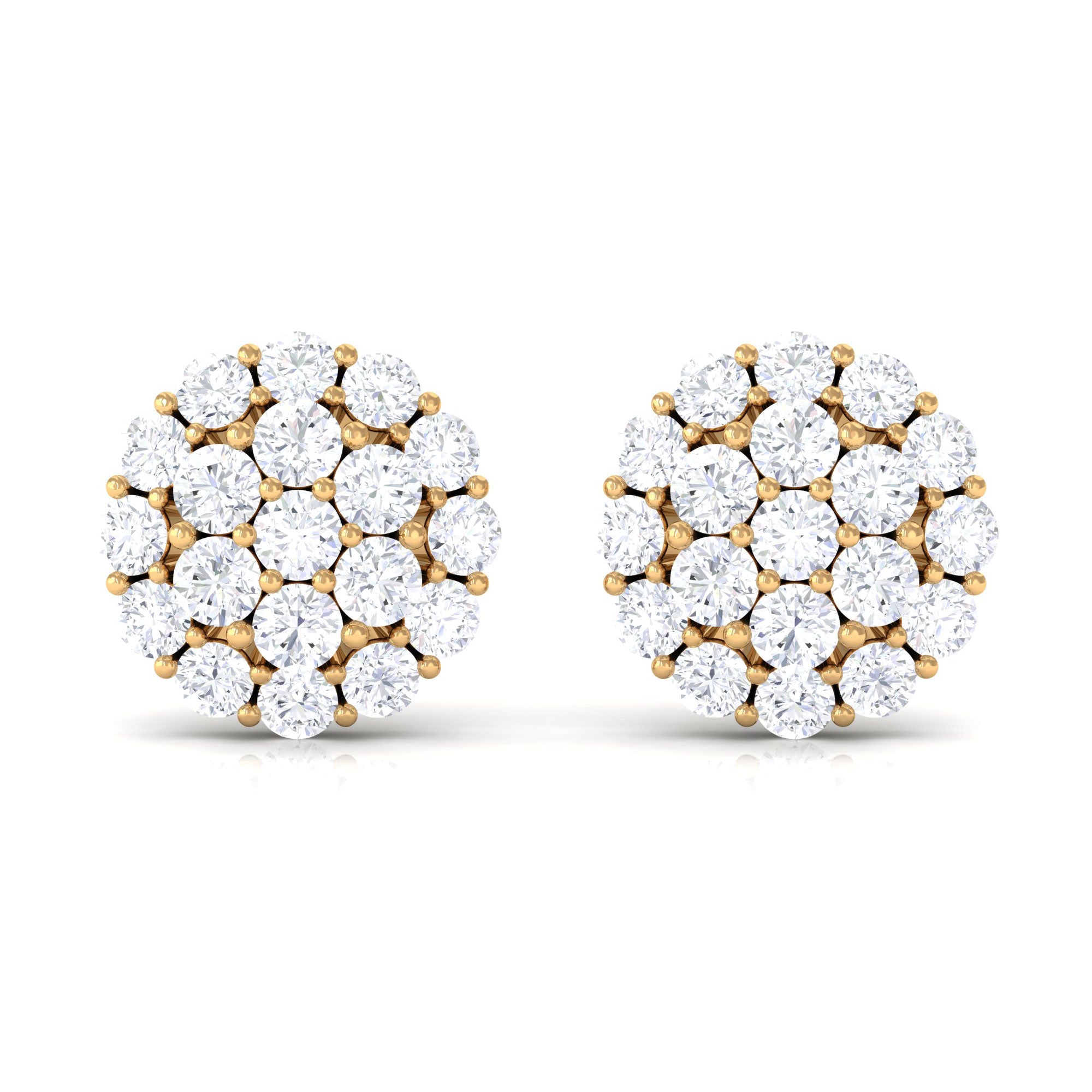 Certified Real Diamond Cluster Stud Earrings