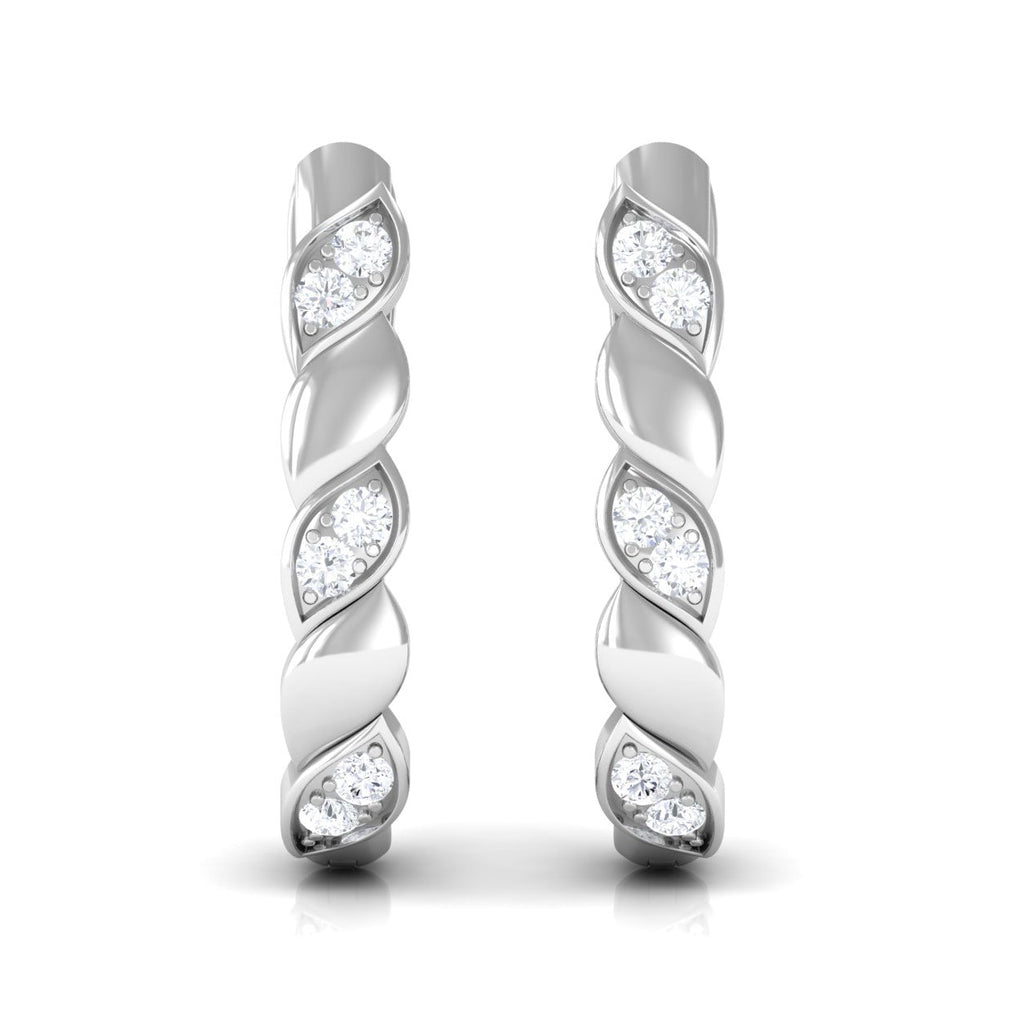 Minimal Diamond J Hoop Earrings with Latch Back