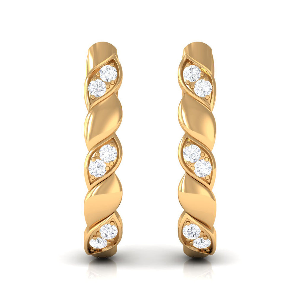 Minimal Diamond J Hoop Earrings with Latch Back