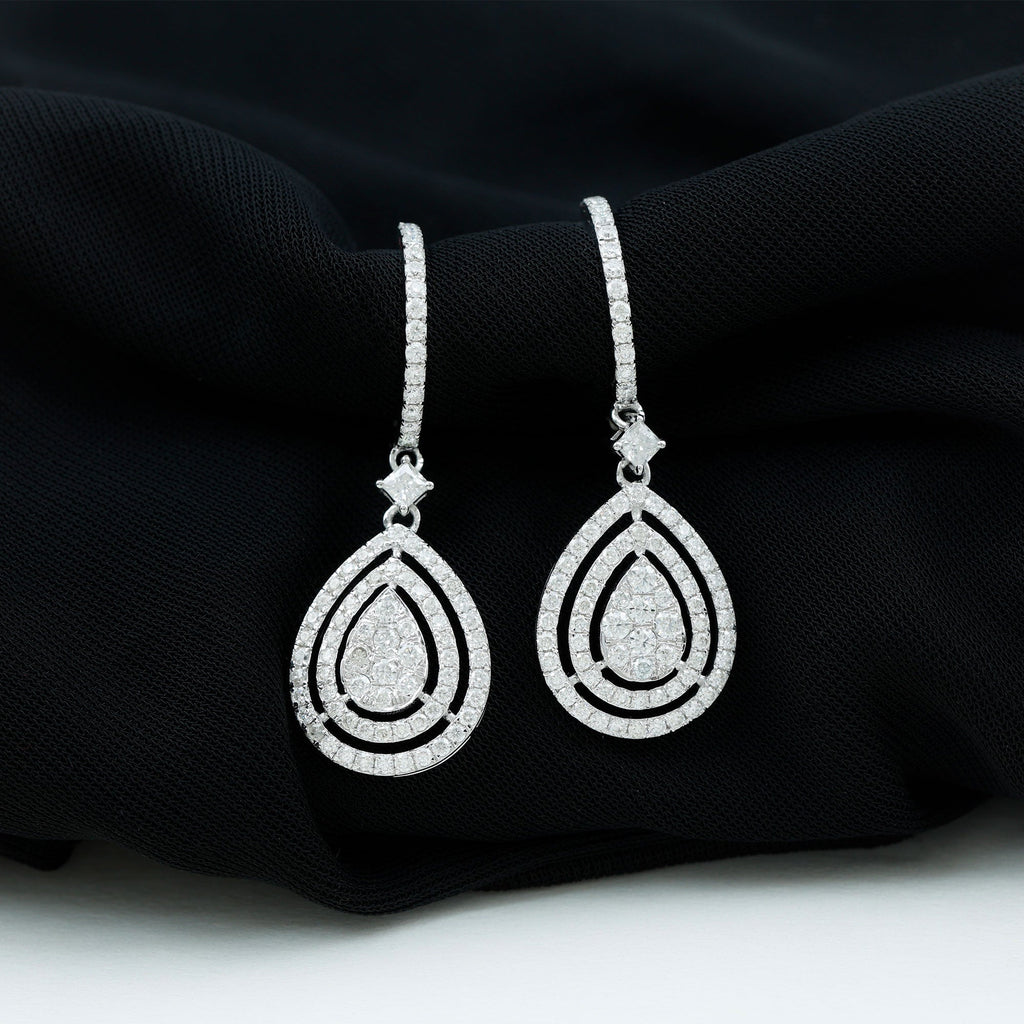 Certified Moissanite Teardrop Hoop Earrings for Women