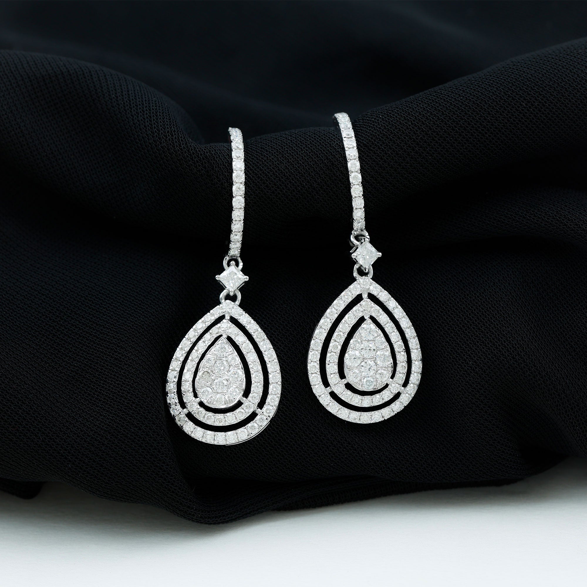 Certified Moissanite Teardrop Hoop Earrings for Women