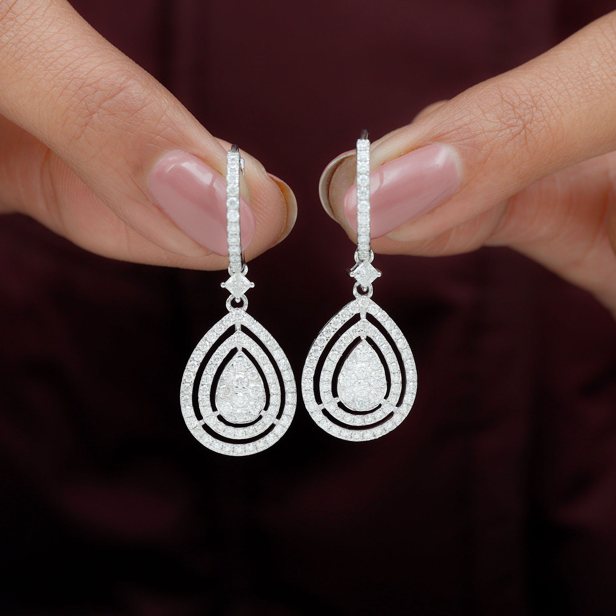 Certified Moissanite Teardrop Hoop Earrings for Women
