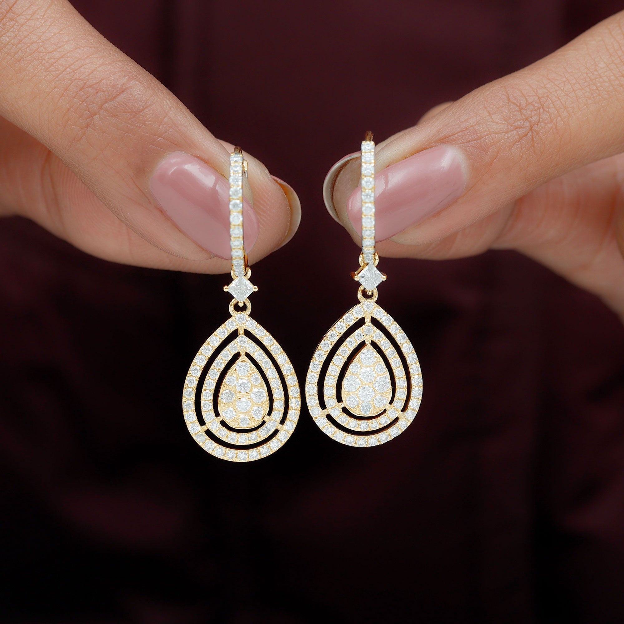 Certified Moissanite Teardrop Hoop Earrings for Women