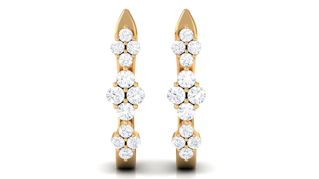 Certified Natural Diamond J Hoop Earrings