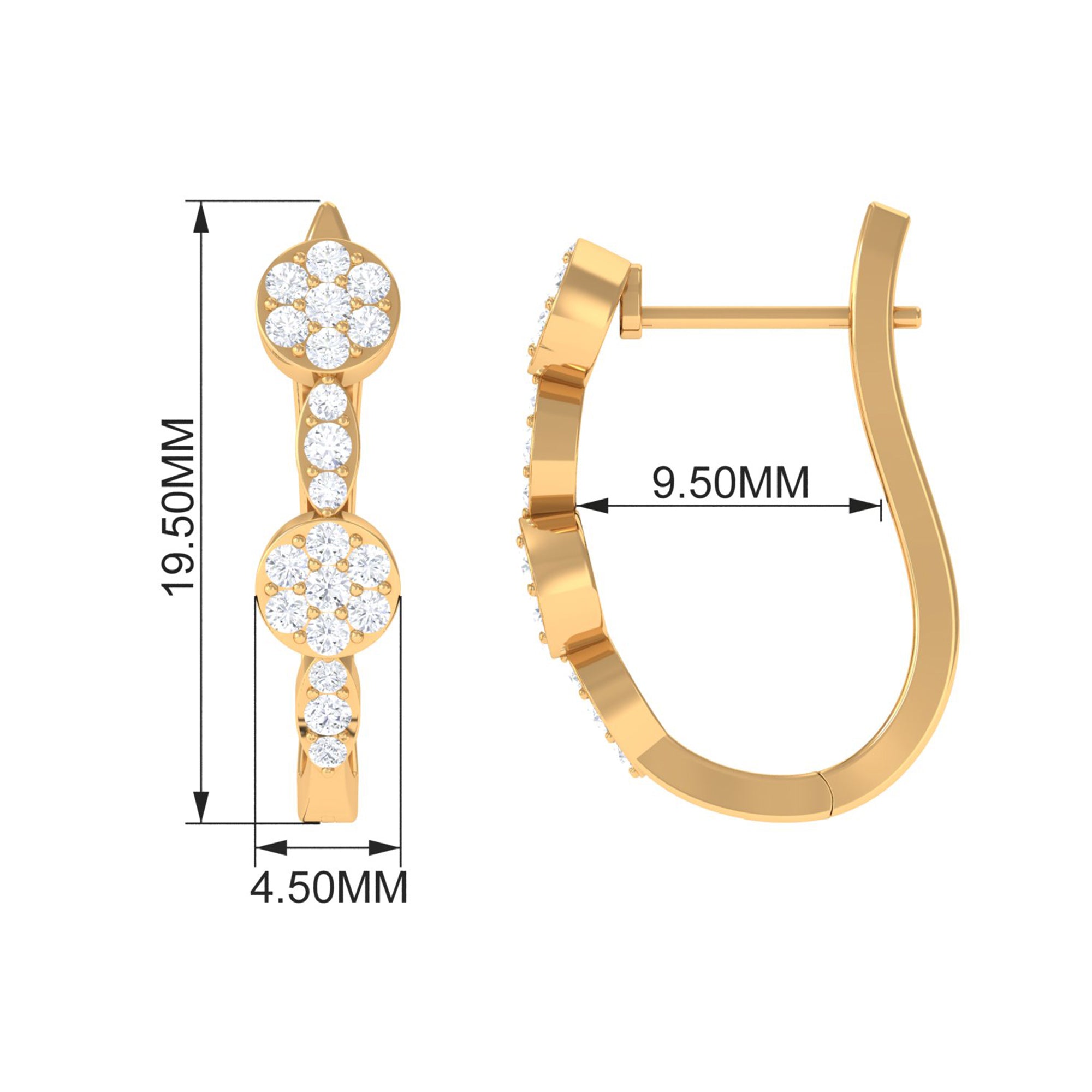 Natural Diamond Classic J Hoop Earrings in Gold