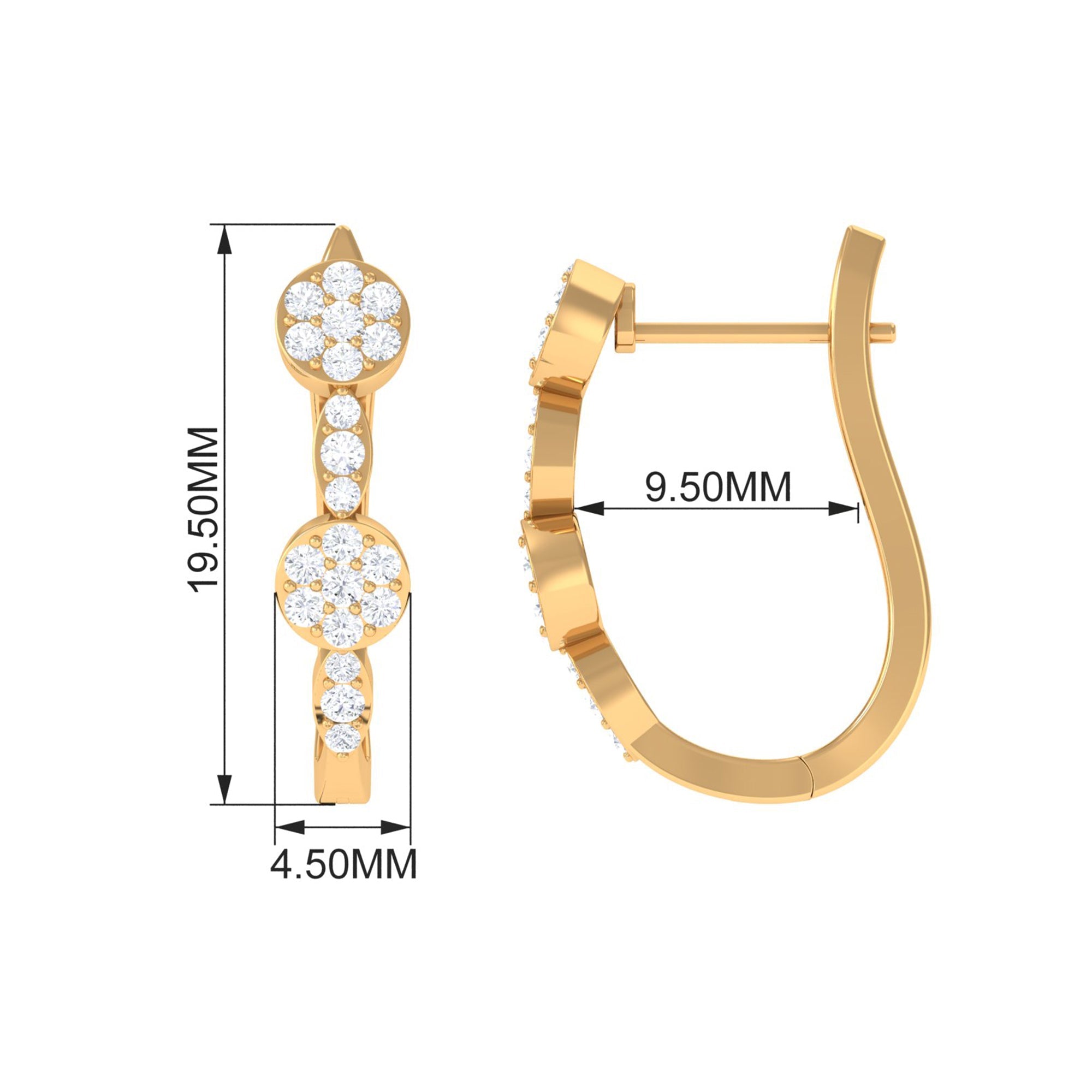 Natural Diamond Classic J Hoop Earrings in Gold