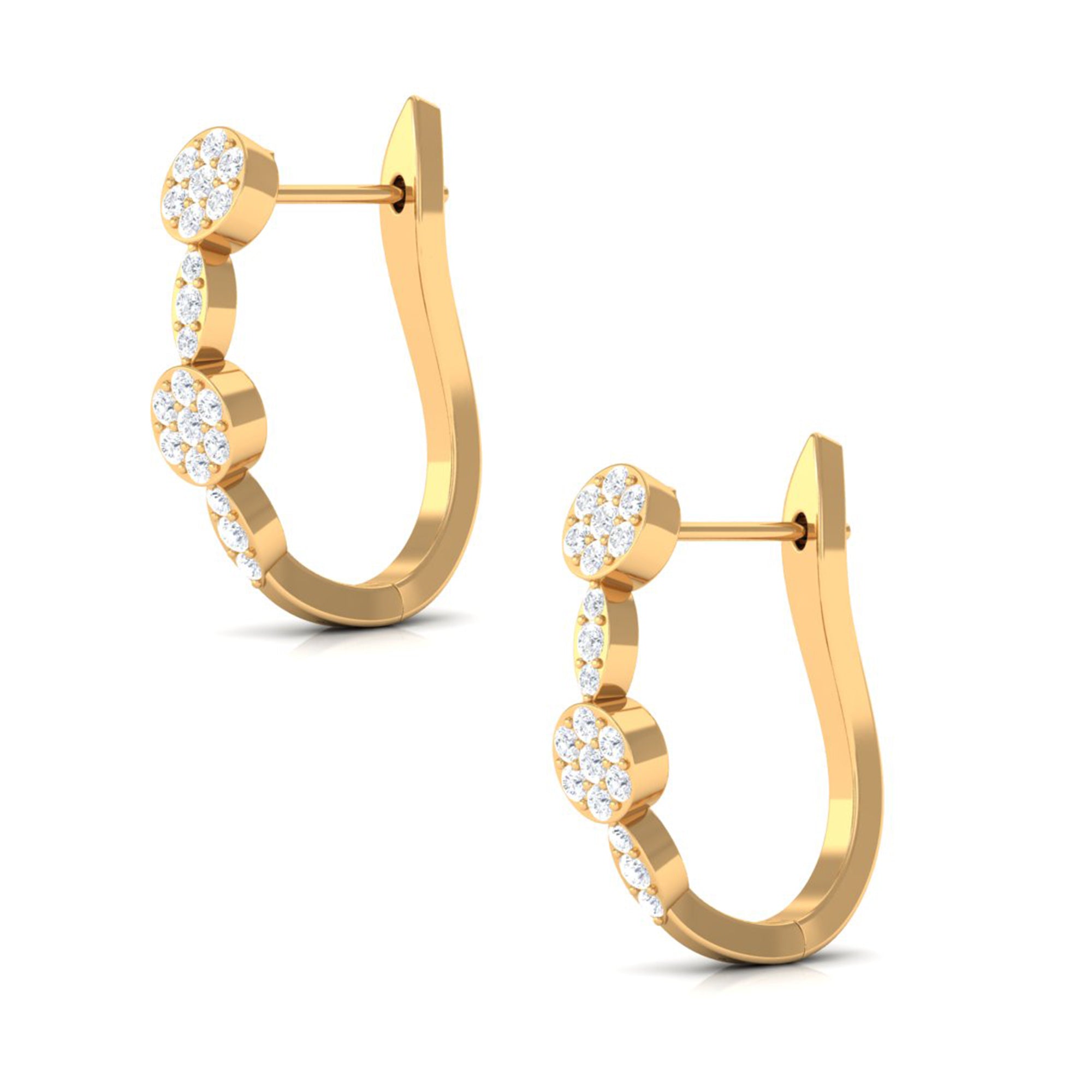 Natural Diamond Classic J Hoop Earrings in Gold