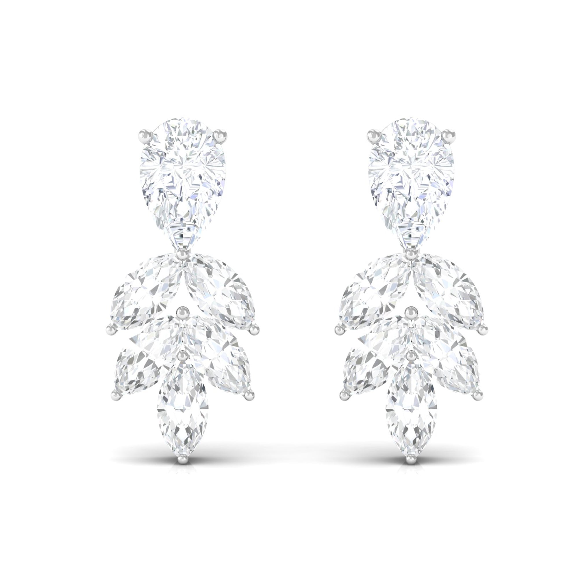 Real Pear and Marquise Shape Diamond Stud Earrings