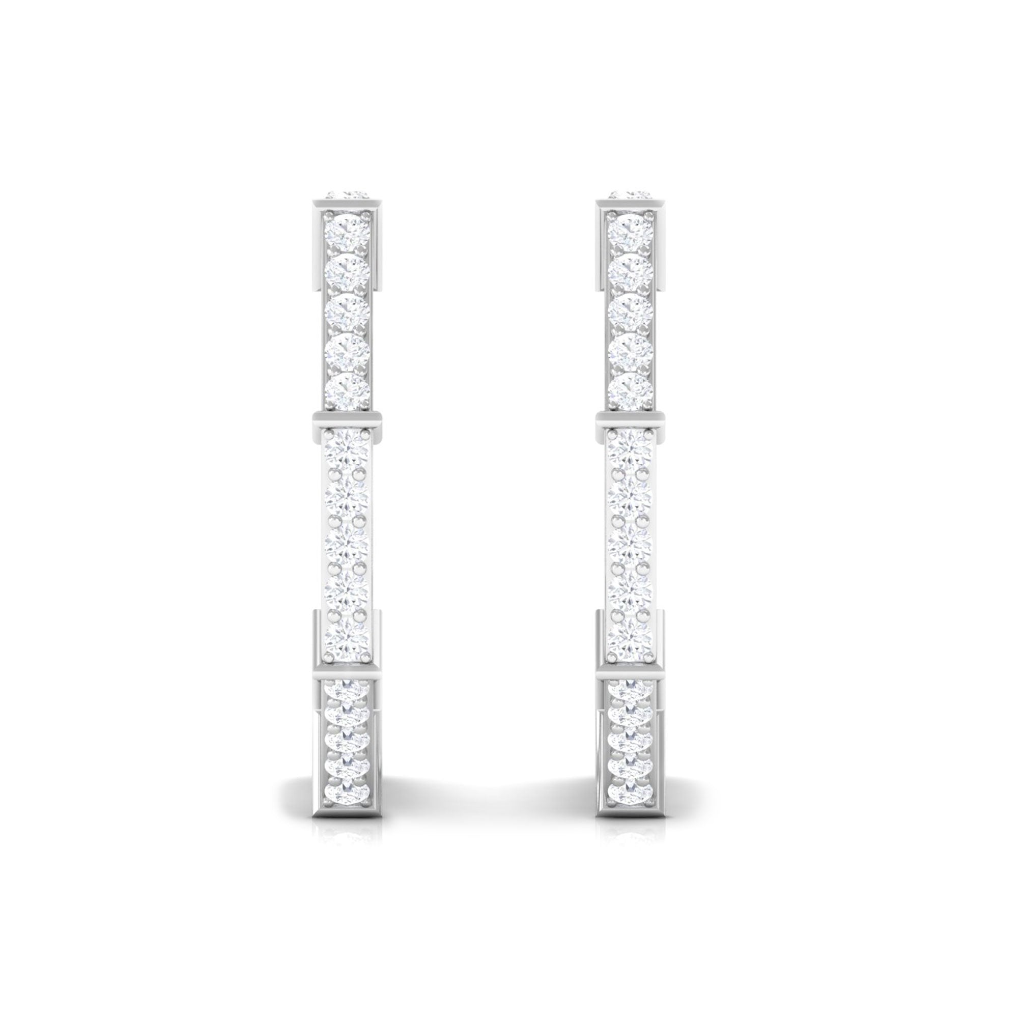 1/2 CT Pave Set Diamond Half Hoop Earrings