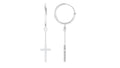 Genuine Diamond Cross Drop Earrings with Hinged Hoop