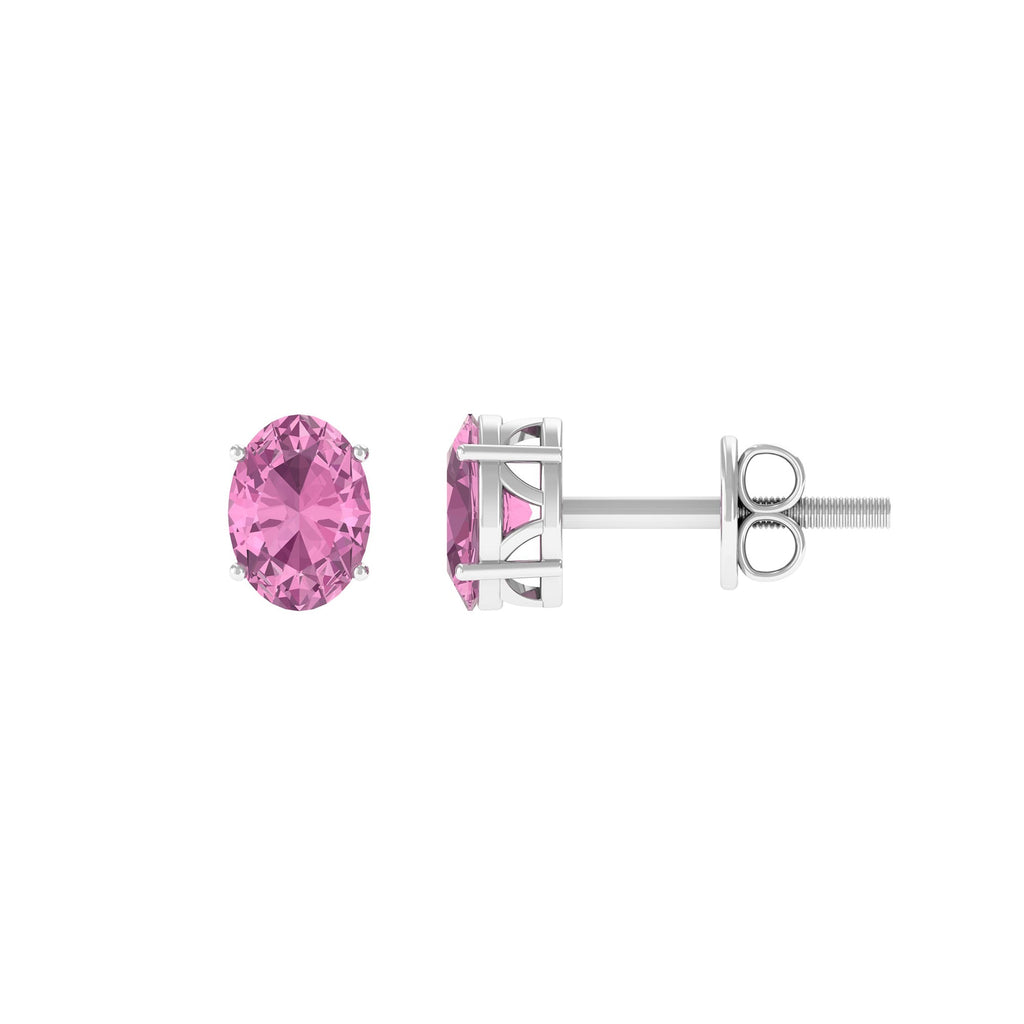 2 CT Oval Cut Pink Tourmaline Solitaire Stud Earrings