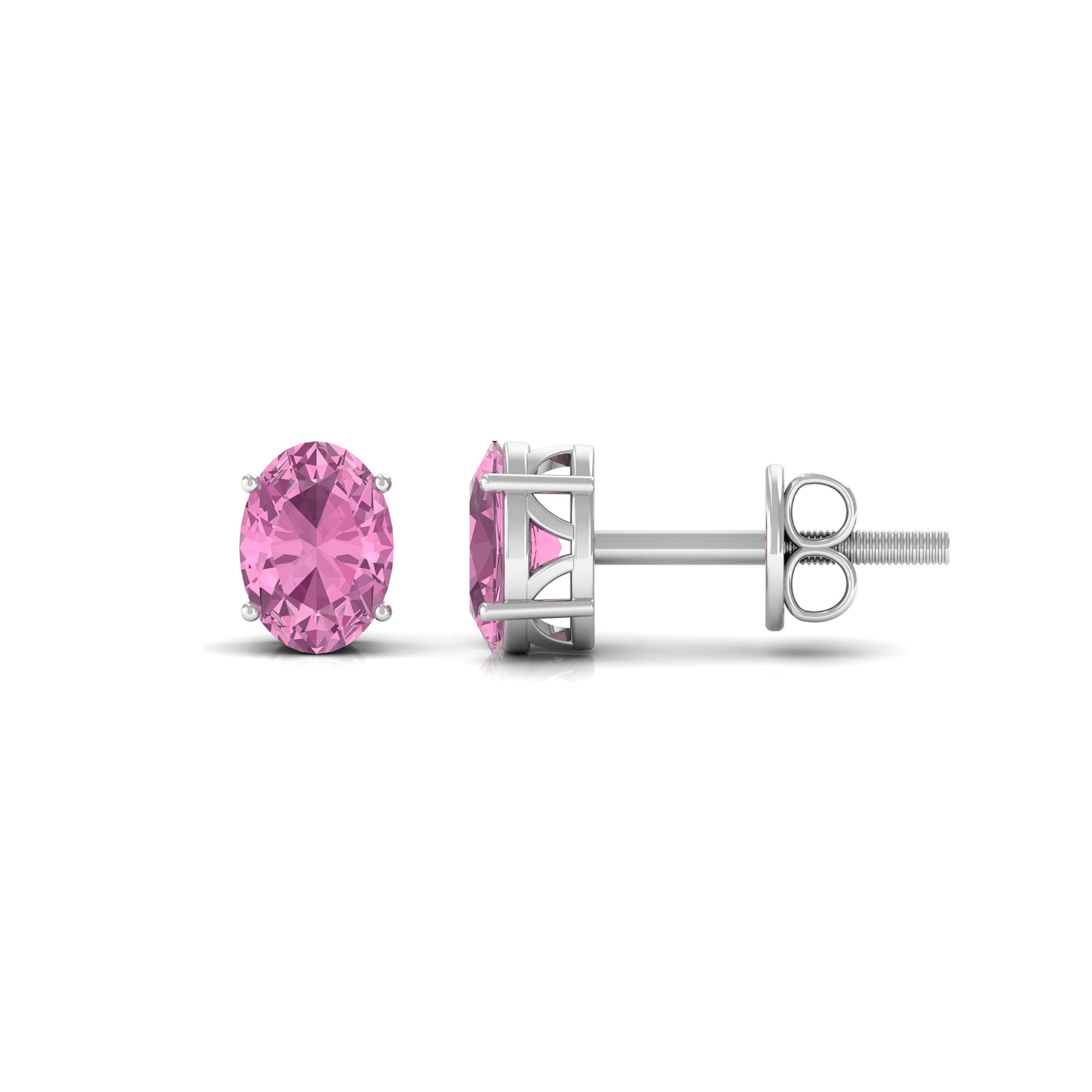 2 CT Oval Cut Pink Tourmaline Solitaire Stud Earrings
