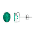 1.75 CT Bezel Set Oval Cut Emerald Solitaire Stud Earrings