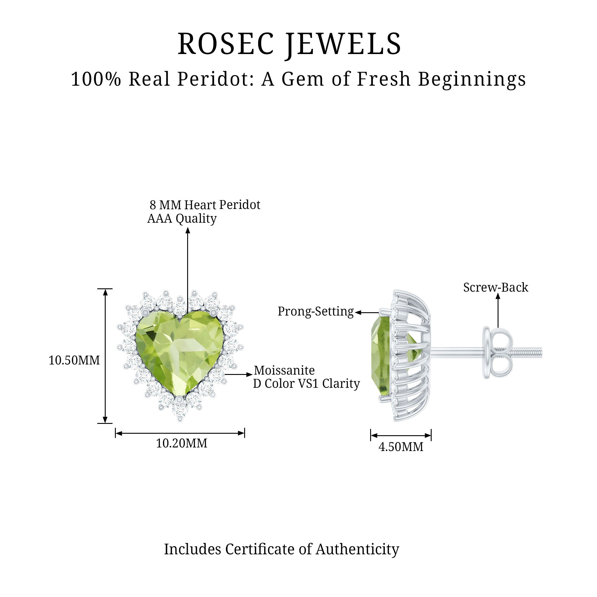 4.2 Carat Peridot Heart Stud Earrings with Moissanite Halo