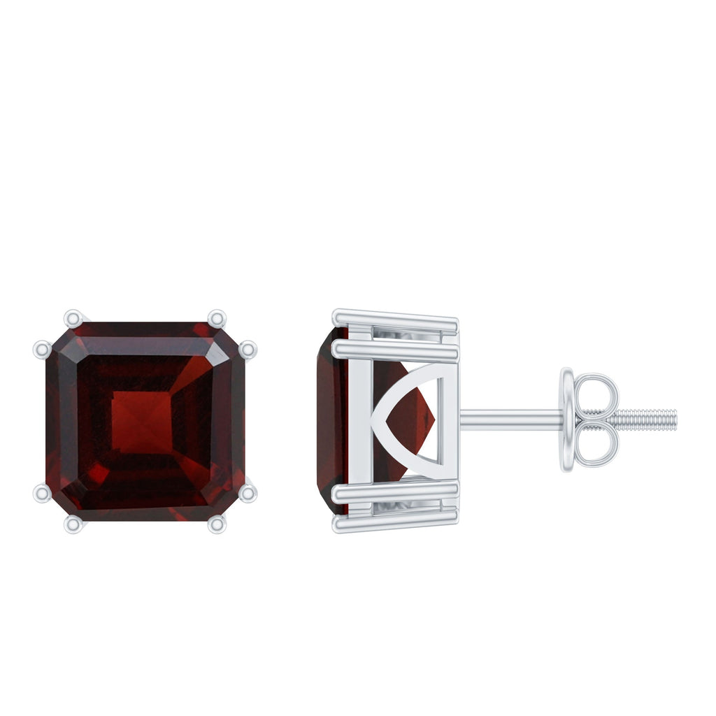 6.6 Carat Asscher Cut Garnet Solitaire Stud Earrings