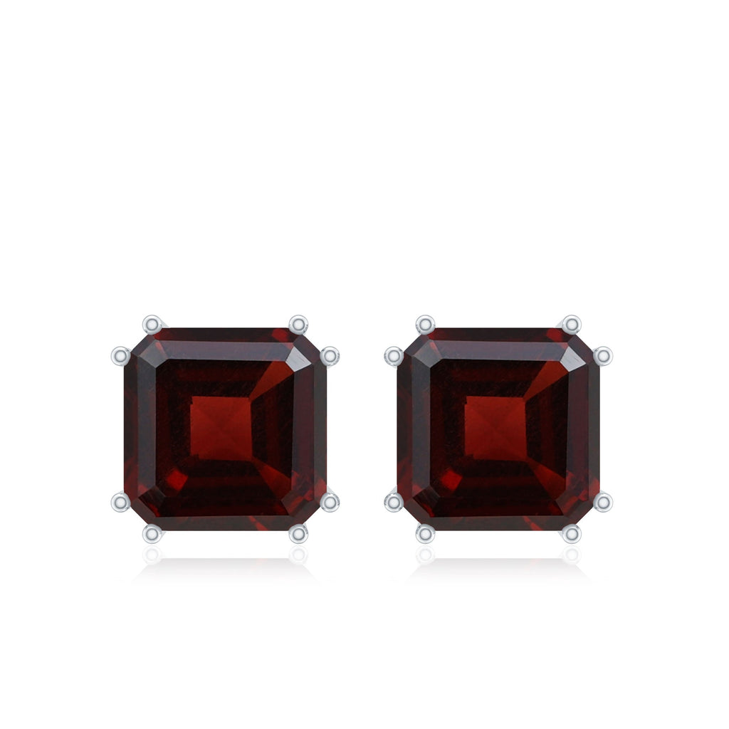 6.6 Carat Asscher Cut Garnet Solitaire Stud Earrings