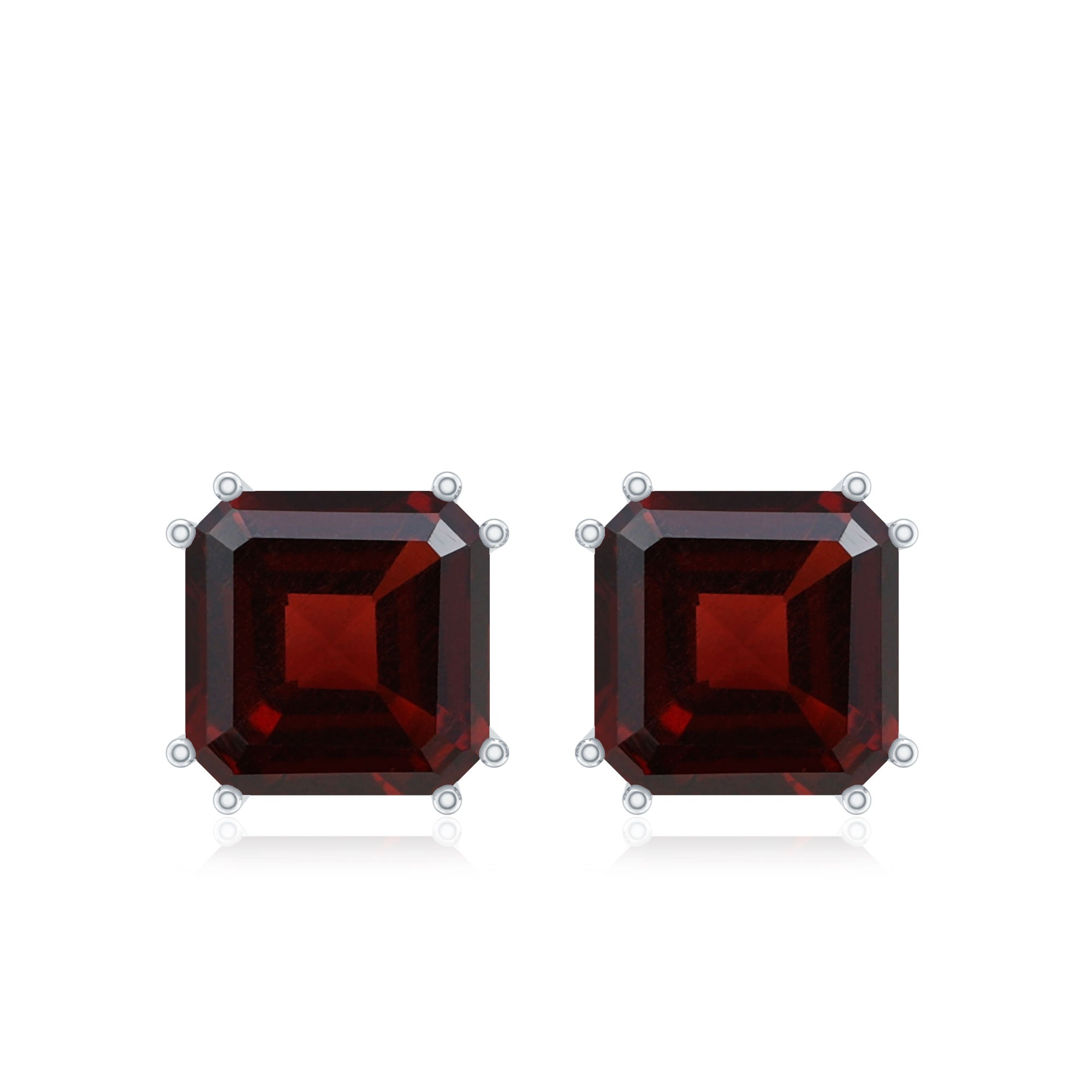 6.6 Carat Asscher Cut Garnet Solitaire Stud Earrings