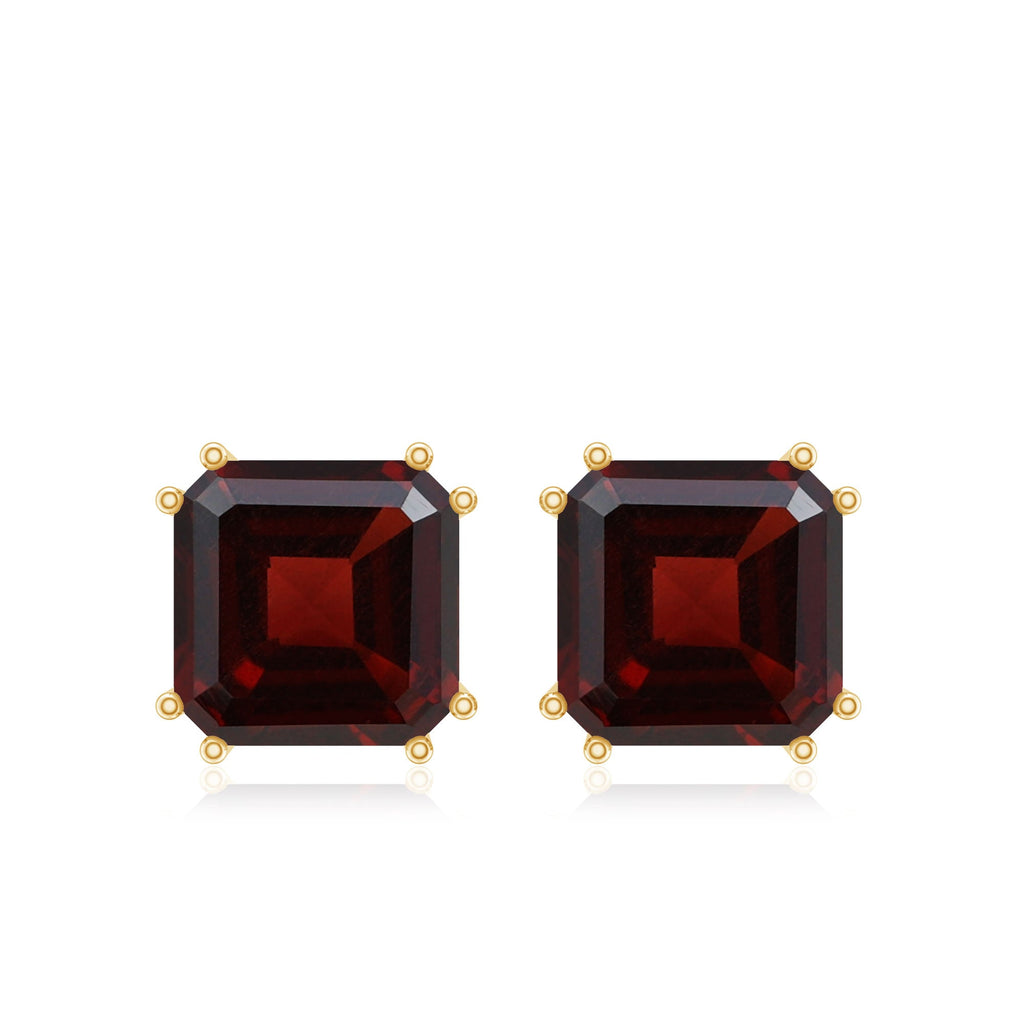 6.6 Carat Asscher Cut Garnet Solitaire Stud Earrings