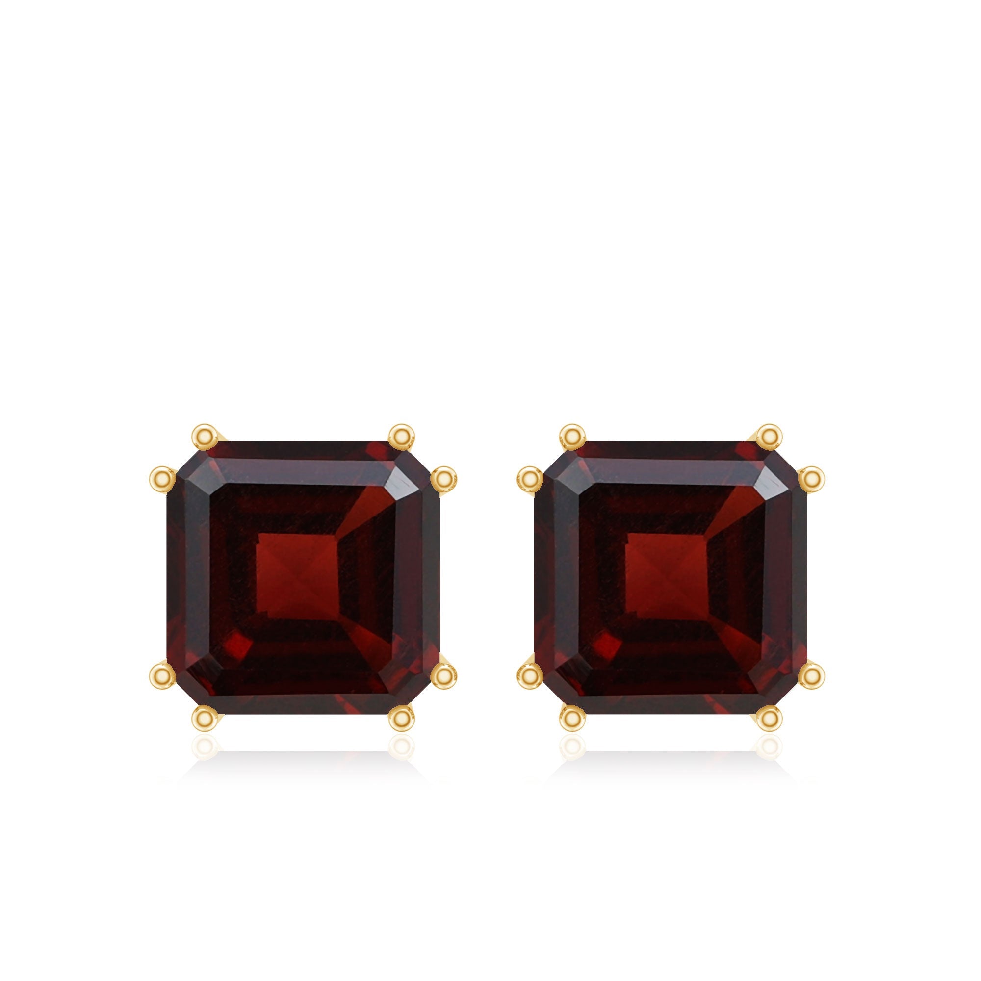 6.6 Carat Asscher Cut Garnet Solitaire Stud Earrings