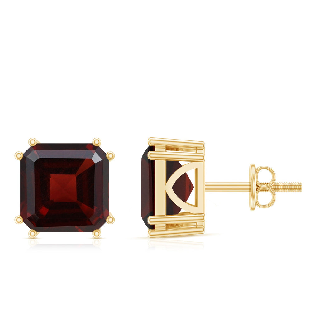 6.6 Carat Asscher Cut Garnet Solitaire Stud Earrings