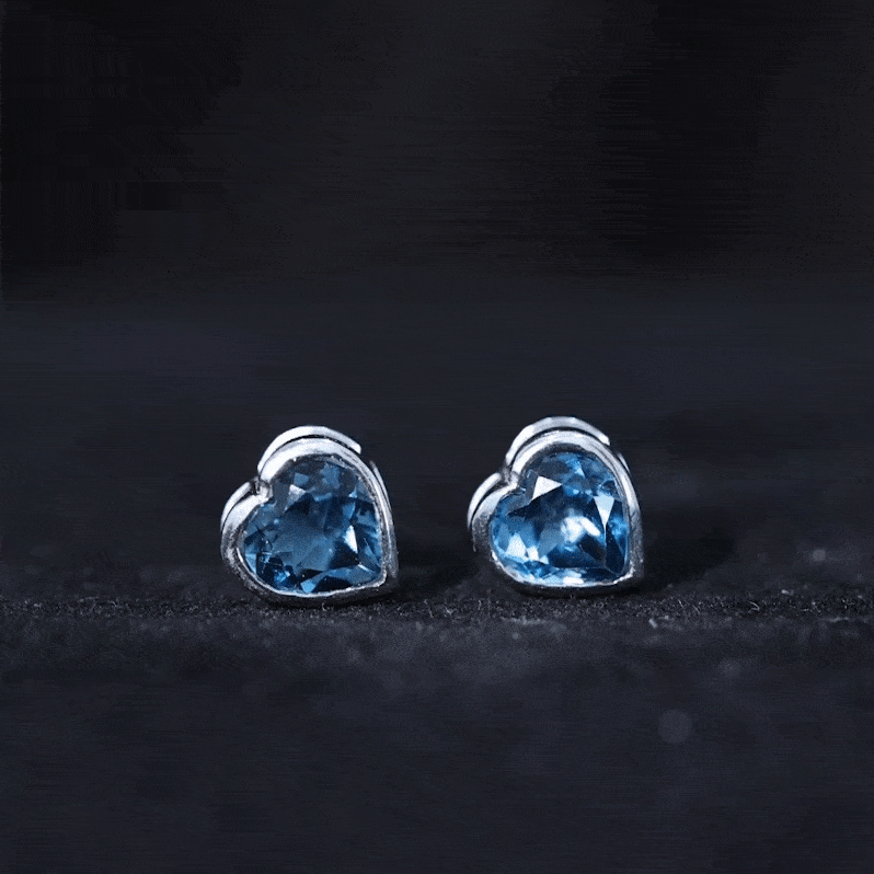 3 CT London Blue Topaz Heart Stud Earrings for Women