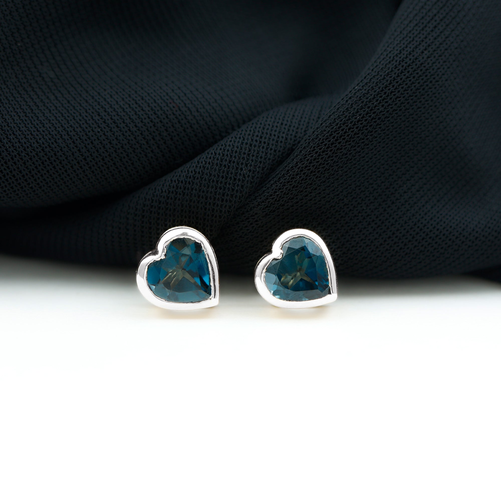 3 CT London Blue Topaz Heart Stud Earrings for Women