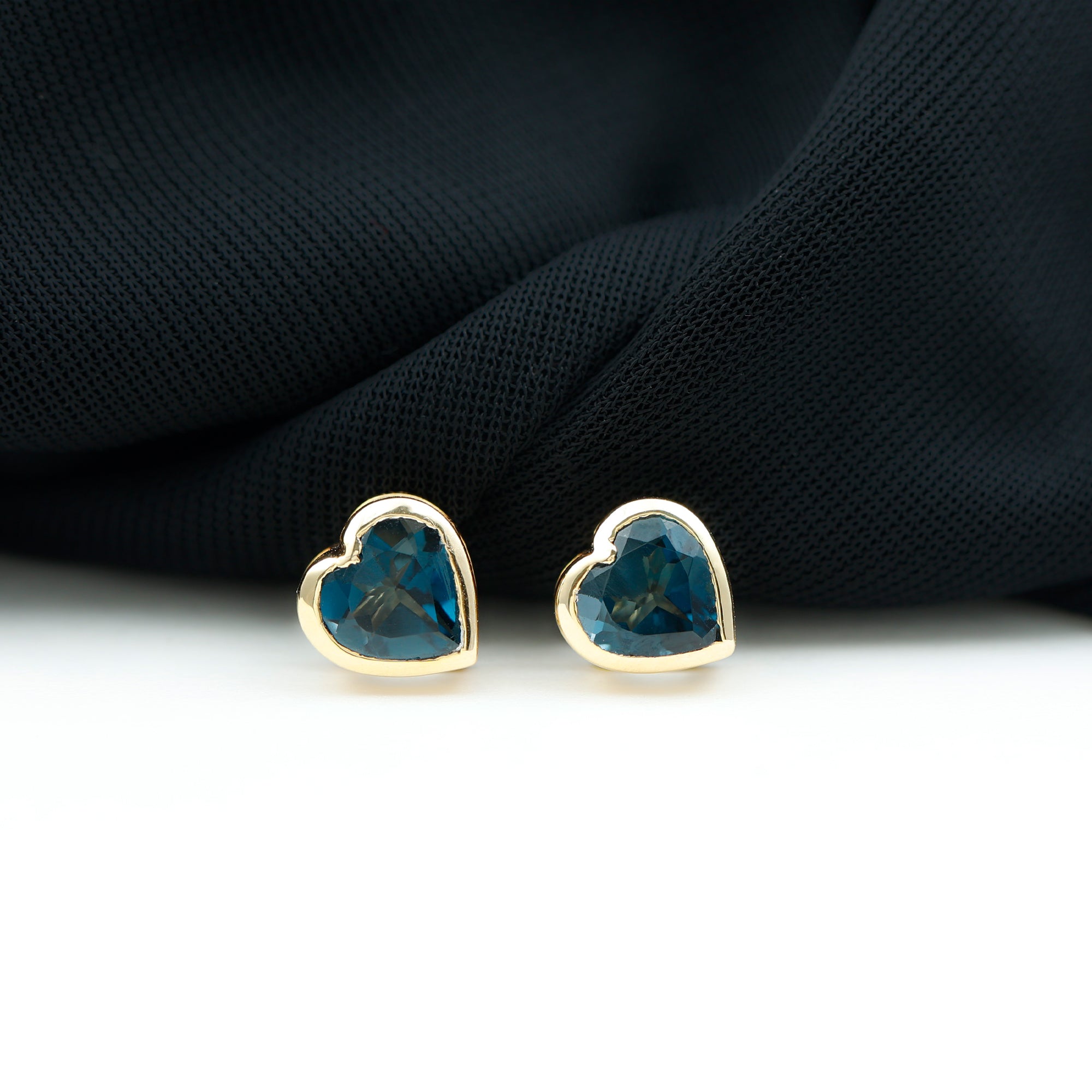 3 CT London Blue Topaz Heart Stud Earrings for Women