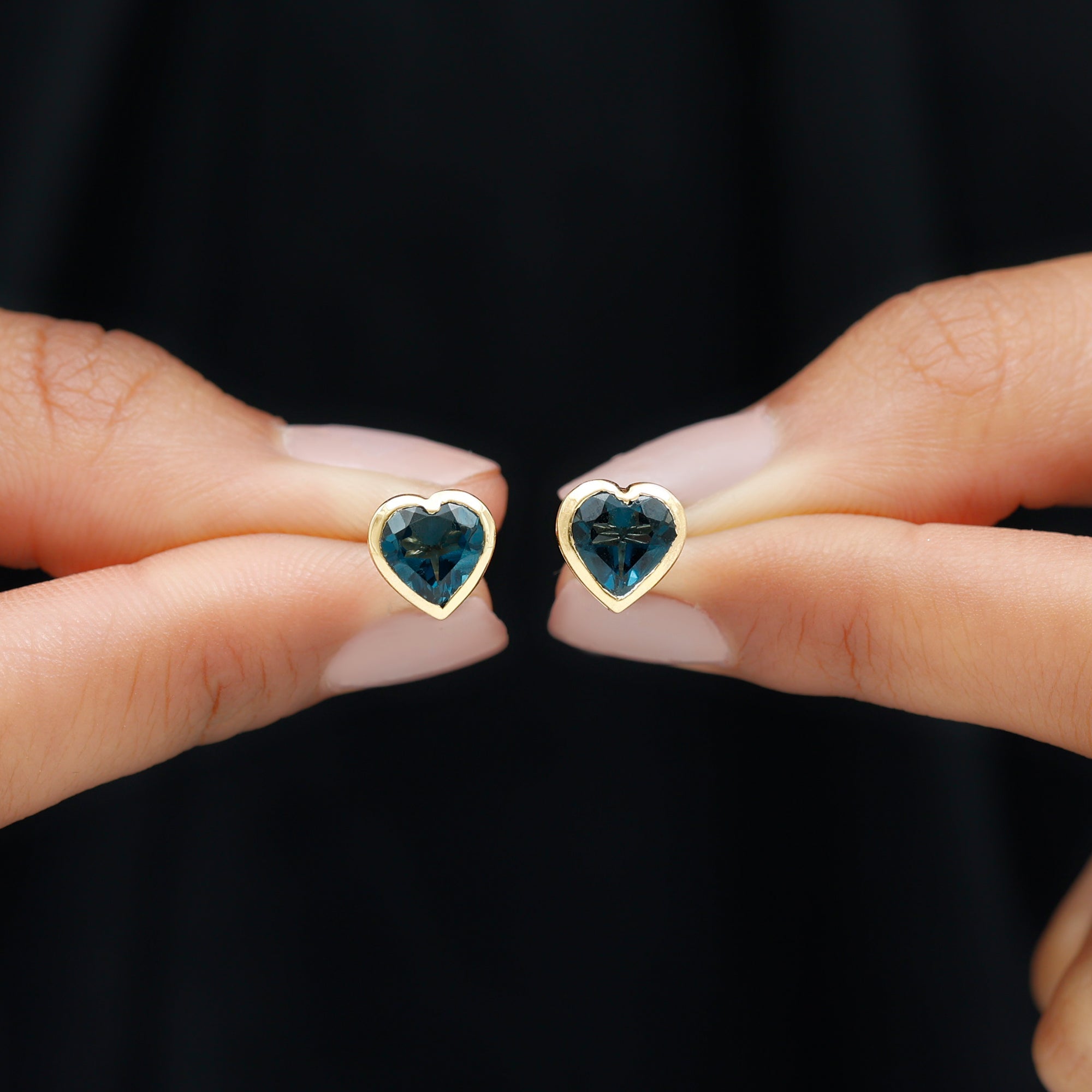 3 CT London Blue Topaz Heart Stud Earrings for Women