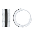 Certified Moissanite and Black Enamel Hoop Earrings