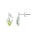 Natural Peridot Leaf Earrings with Diamond for Women